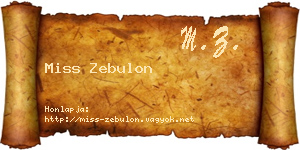 Miss Zebulon névjegykártya